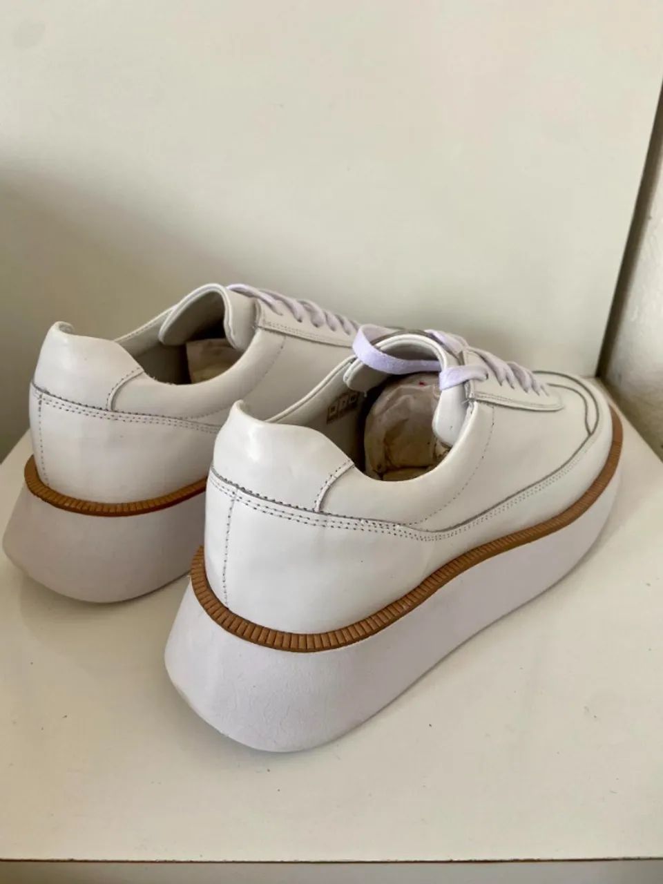 Sapatênis em Couro, N38 Branco, masculino - Foto 4