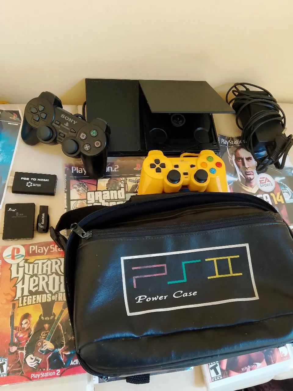PS2 Playstation 2 Completo com Power Case e Lotado de Jogos