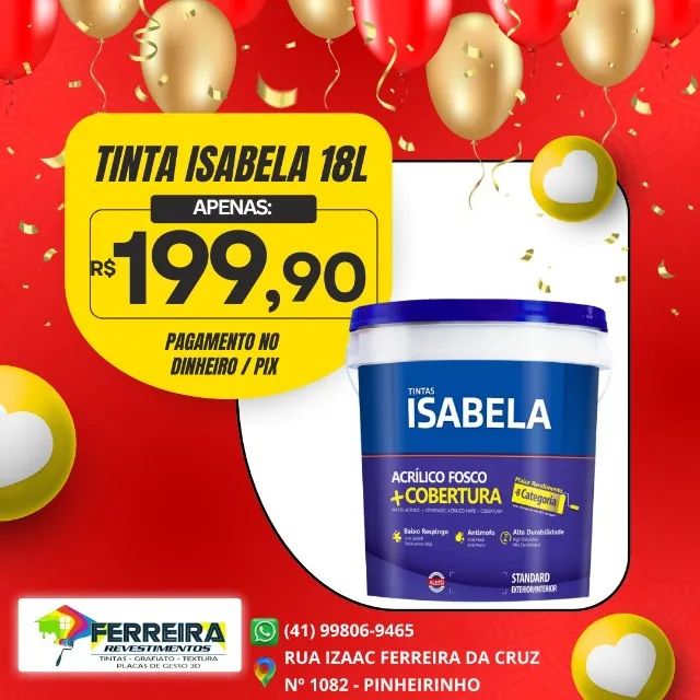 Tinta isabela 18l apenas R$199,90 