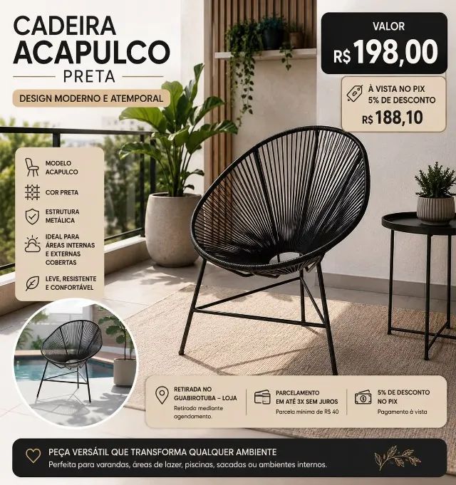 CADEIRA ACAPULCO PRETA