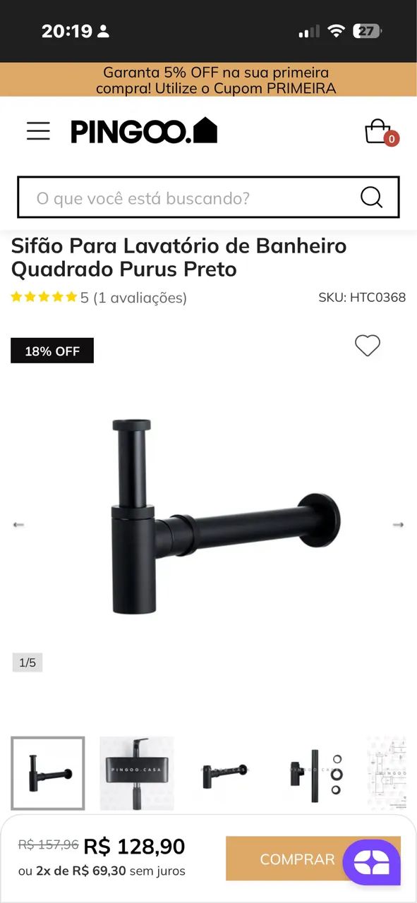 Sifão Pingoo Preto