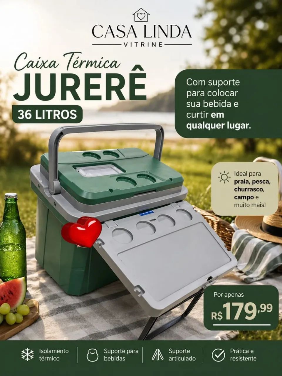 Caixa térmica 36  com suporte - Foto 2