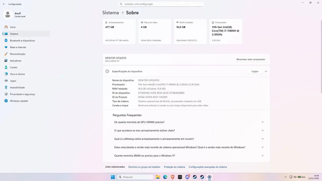 Notebook gamer nitro 5 rodando tudo - Foto 2