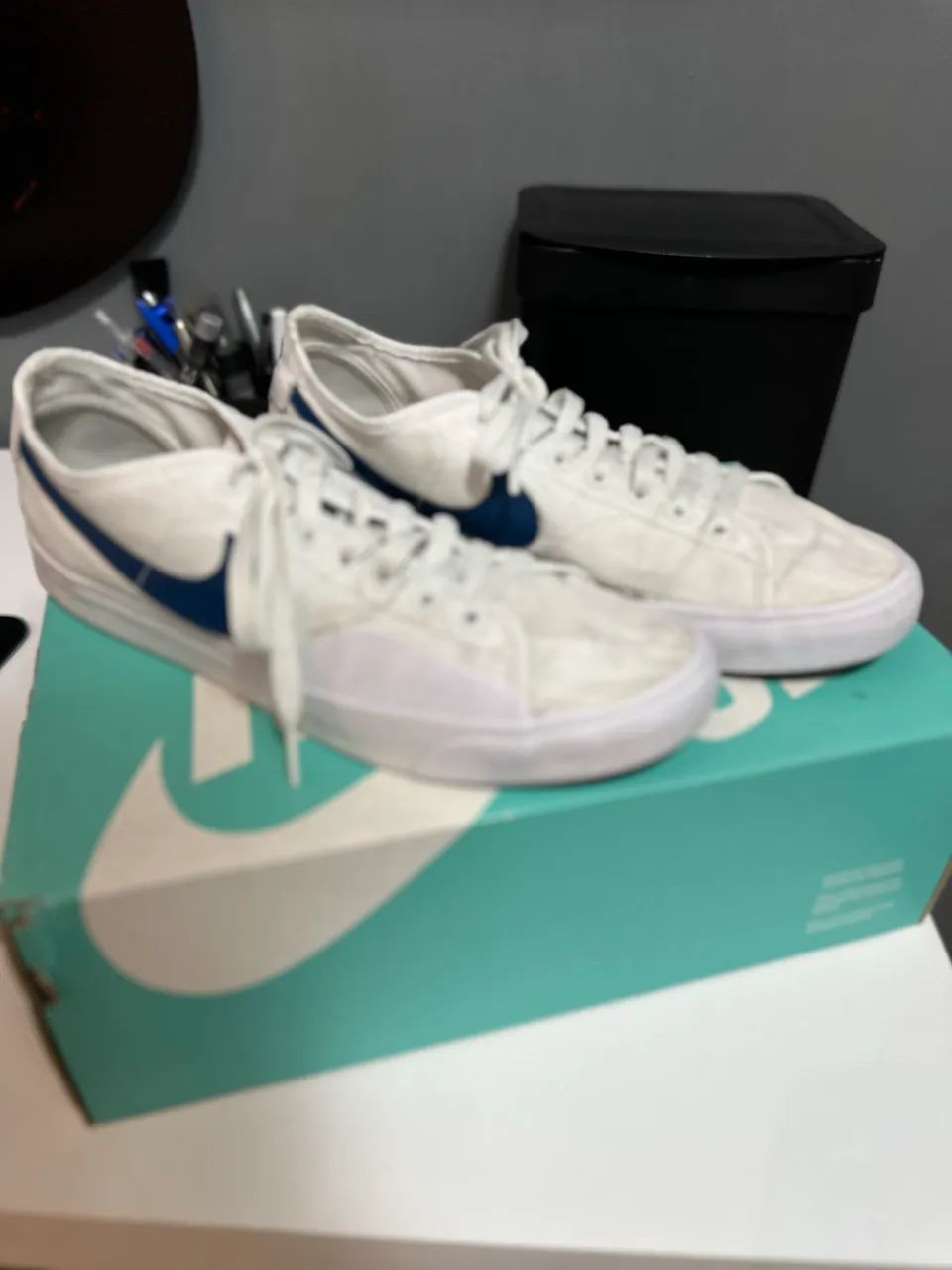 Tênis Nike SB Branco com Swoosh Azul - Original - Excelente Estado