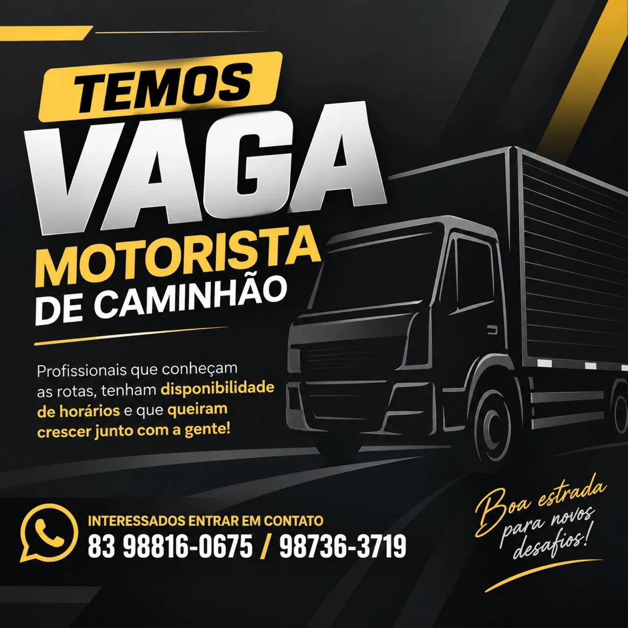 Vaga: motorista de caminhão 