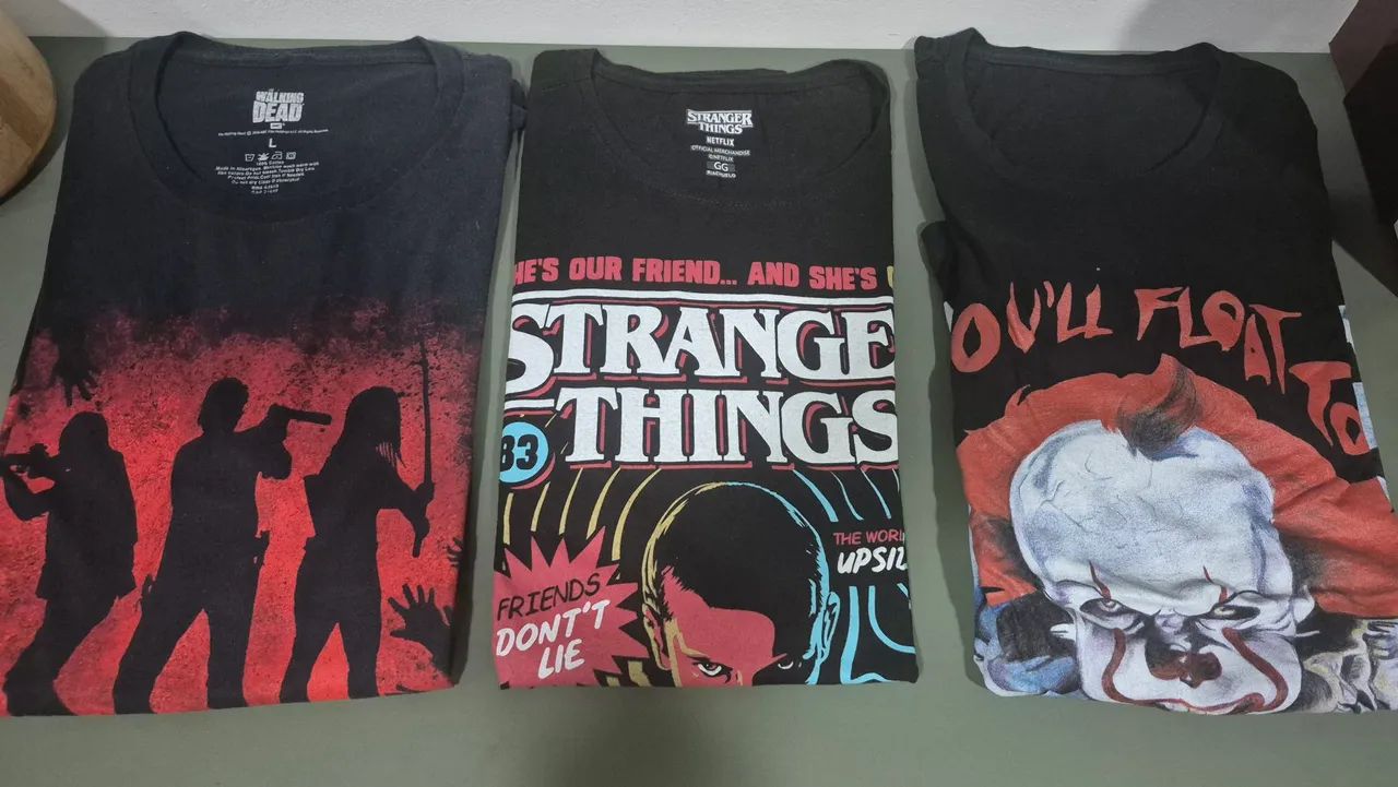 Kit Camisas Stranger Things, The Walking Dead, It