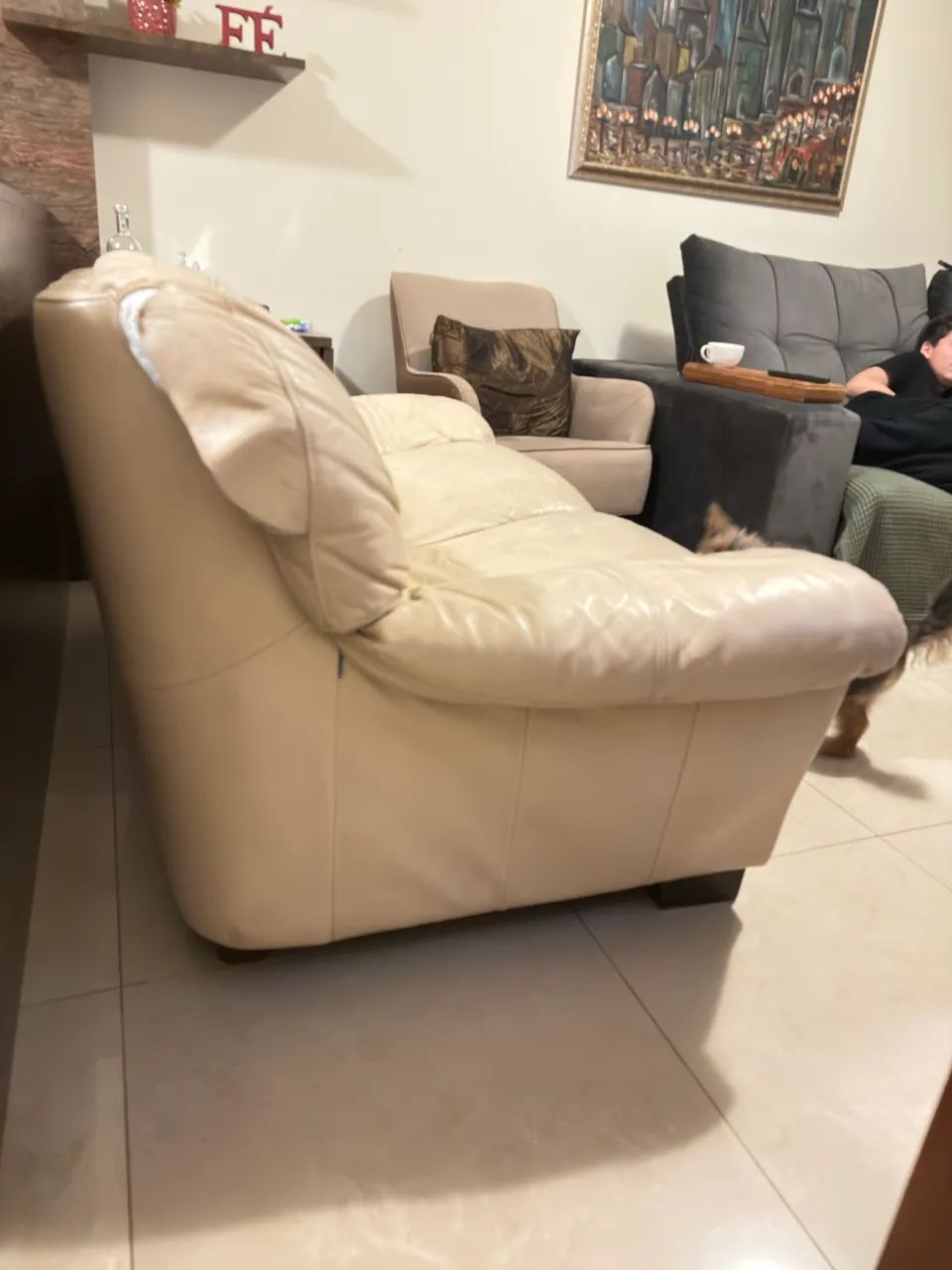 Sofá em couro Legítimo usado  - Foto 2
