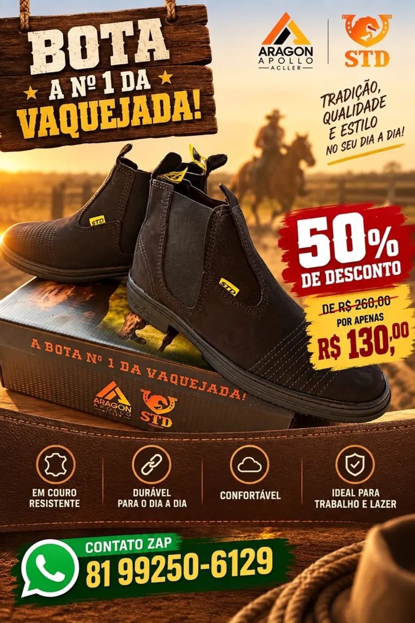 Bota em couro