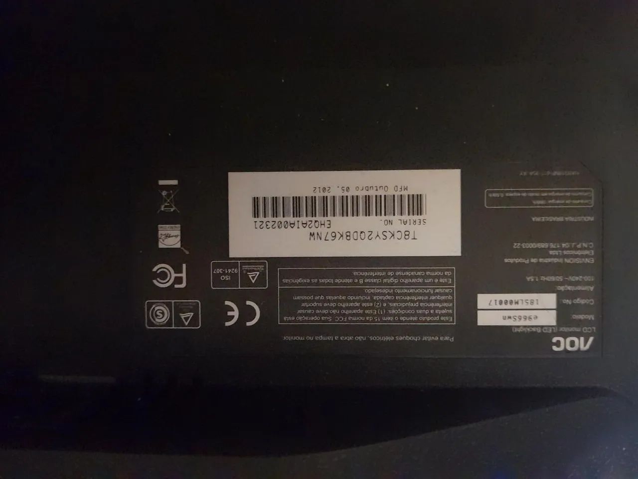 MONITOR AOC - PARA CONSERTO OU RETIRADA DE PEÇAS - Foto 3