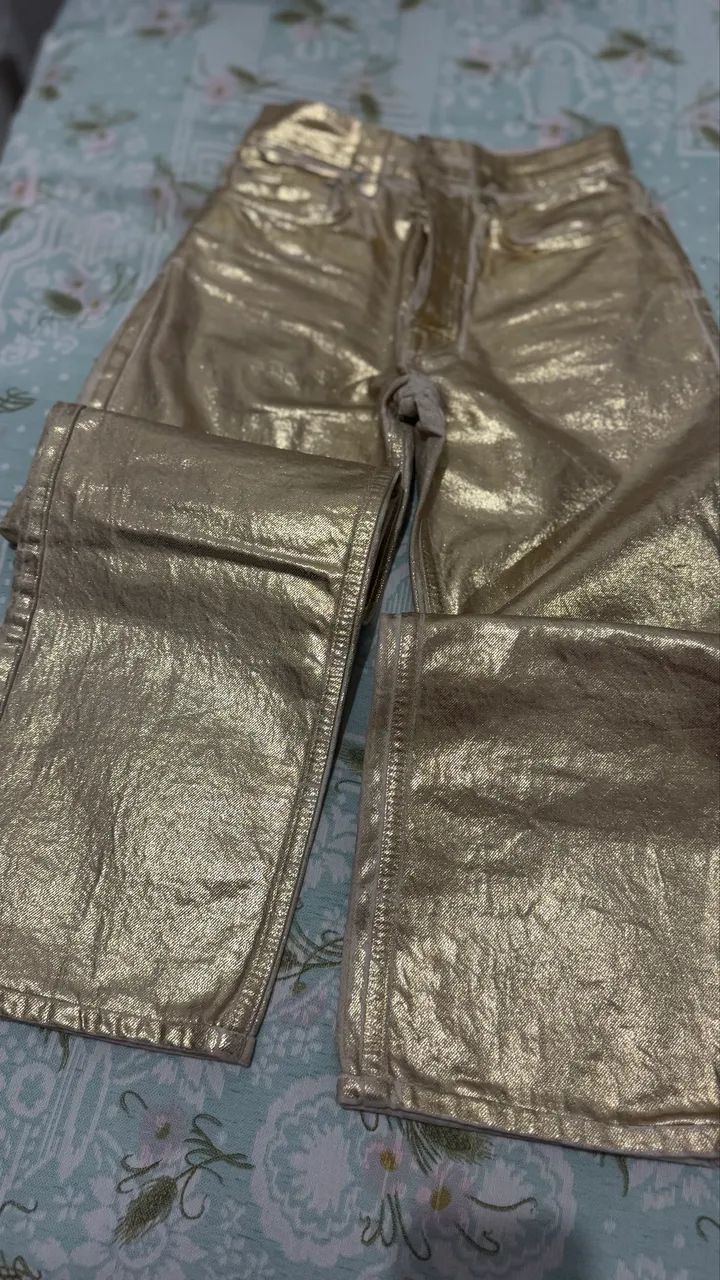 Calça jeans dourada zara - Foto 3