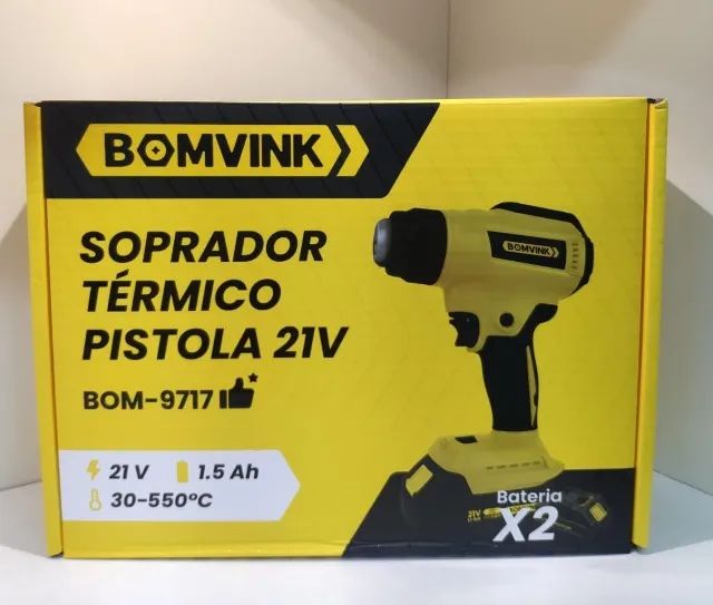Soprador Térmico Pistola 21V 400W com 2 Baterias BOMVINK BOM-9717