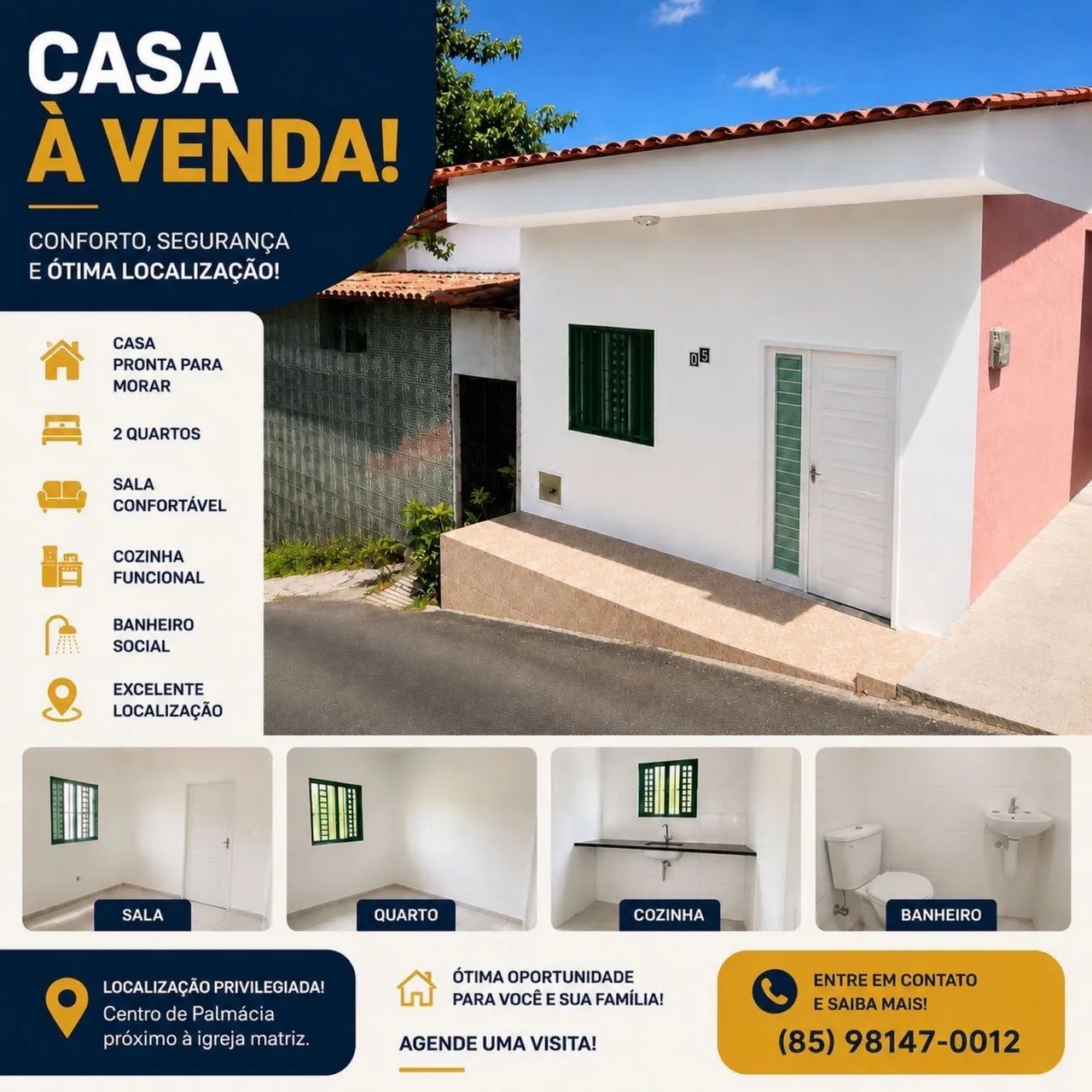 Vendo casa no centro de palmácia próximo à igreja matriz - Foto 3