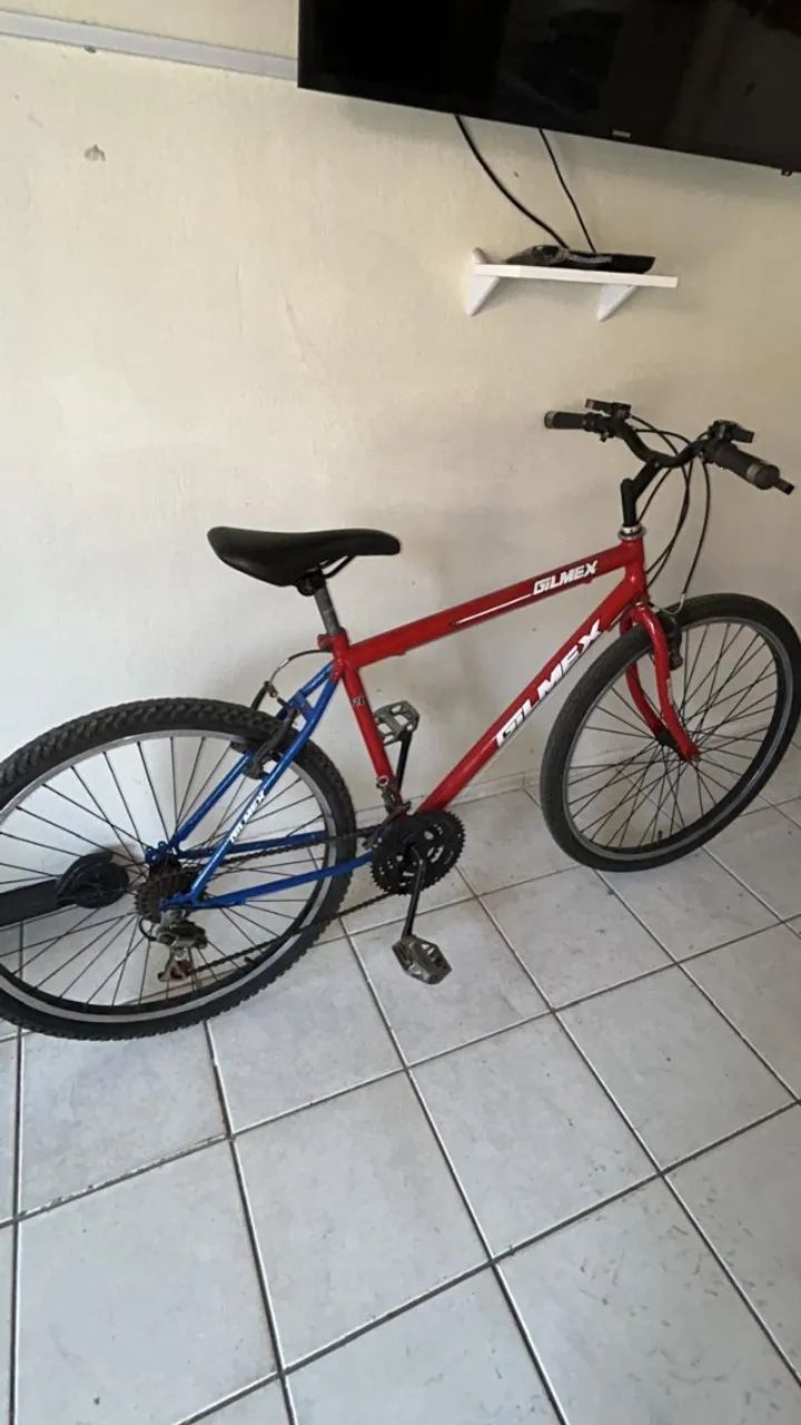 Bicicleta aro 26 Azul + vermelho - Foto 2