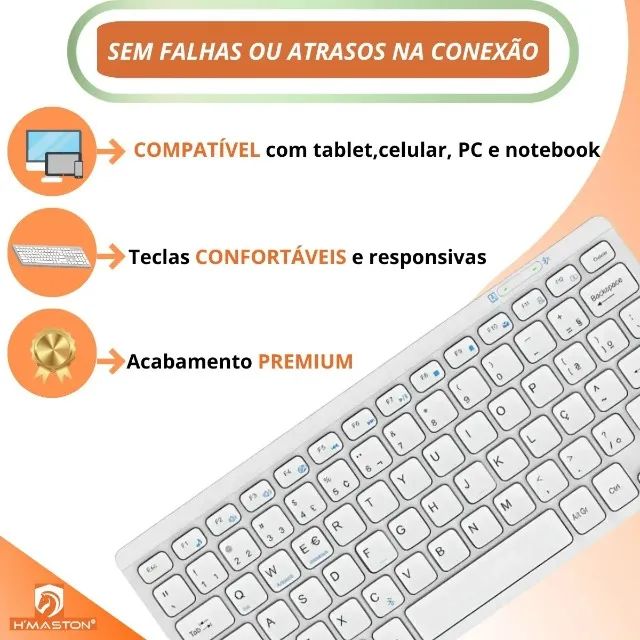 Lacrado Teclado Slim Sem Fio Bluetooth Ideal Para Notebook E Tablet - Foto 4