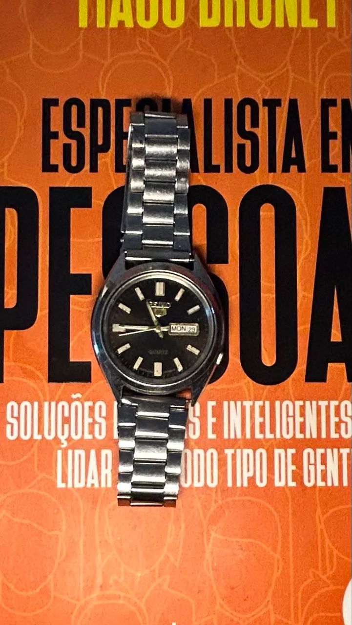     Seiko Vintage Quartz Masculino Aço Dia Data Colecionável - Foto 3