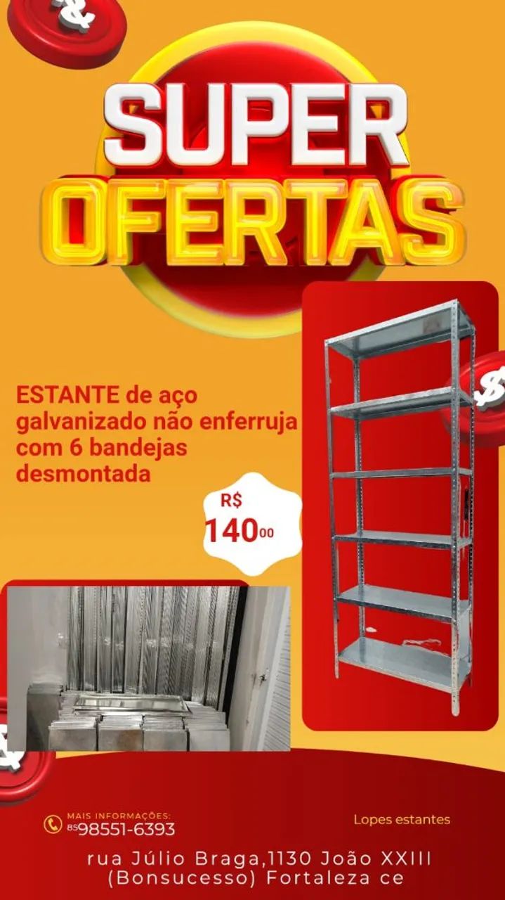 PRATELEIRA DE AÇO GALVANIZADO COM 6 BANDEJAS  - Foto 4
