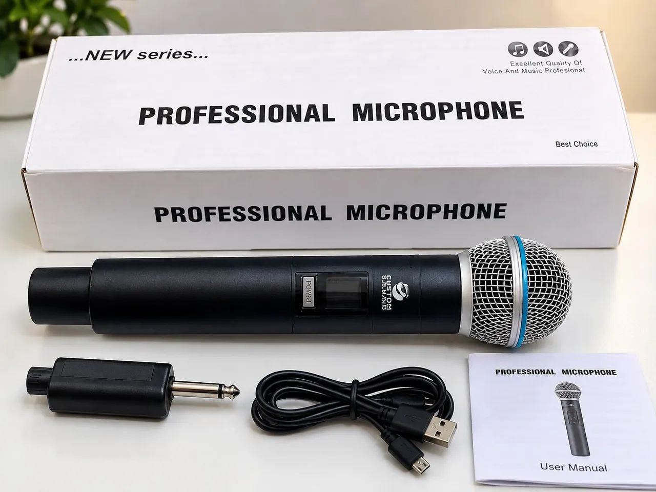 Microfone Sem Fio Recarregável CUSTOM + Carregador