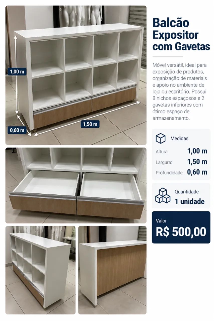 Balcão Expositor com Gavetas