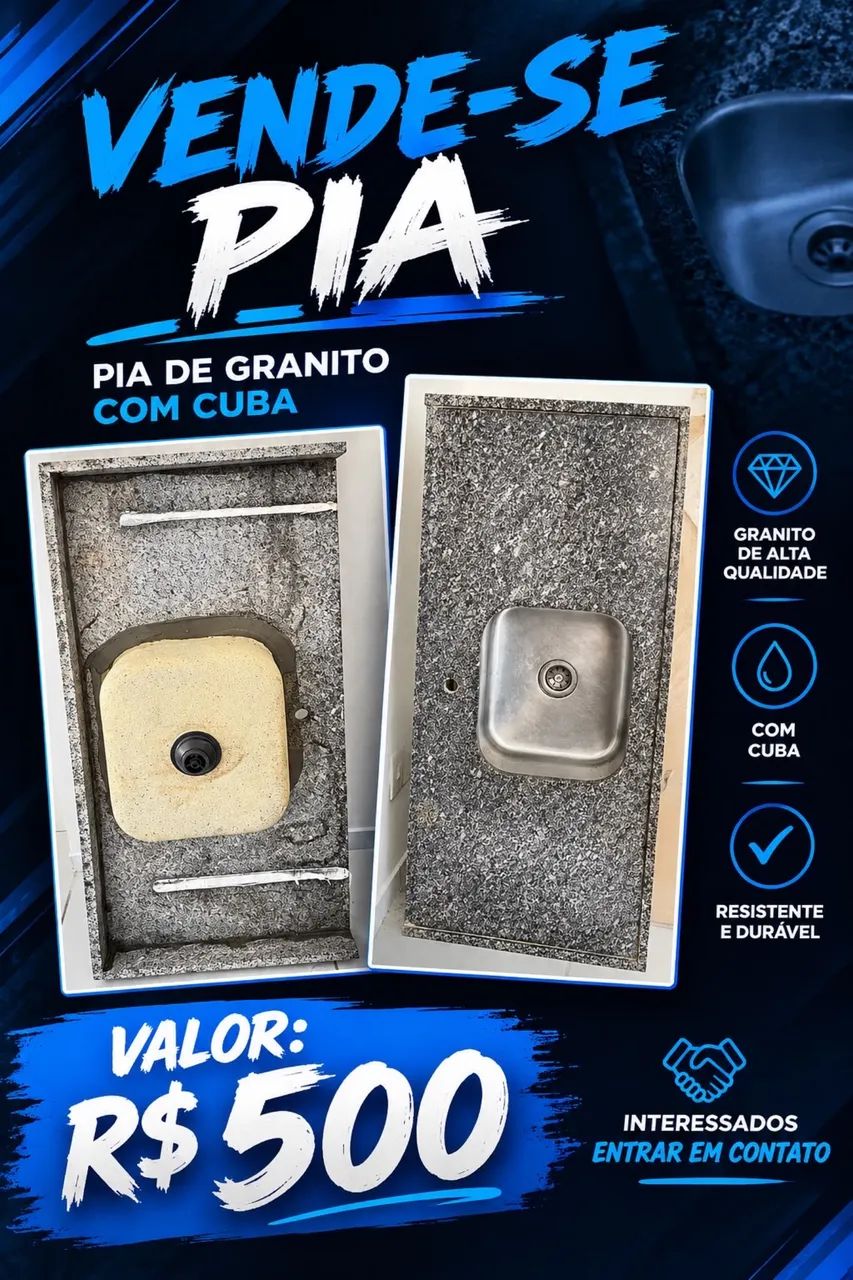 Pia de Granito Cinza com Cuba de Inox