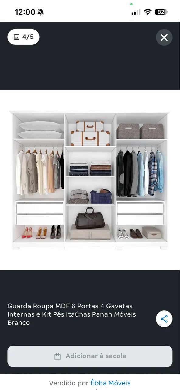 Guarda Roupa MDF 6 Portas / 4 Gavetas  - Foto 3