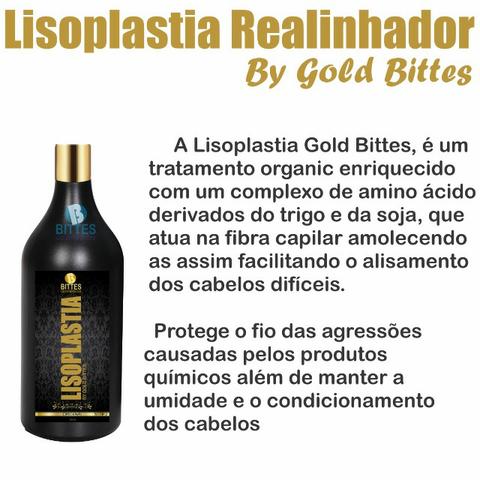 300 ml Lisoplastia Gold Bittes Hair Profissional Cosméticos Tratamento Capilar Hidratação - Foto 3