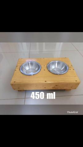 Comedouro para caes e gatos feito de madeira de palet - Foto 2