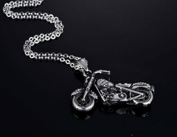 Corrente Cordão E Pingente Moto Aço Inoxidável - Foto 2