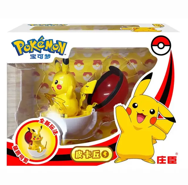 Boneco Pikachu Pokemon Entra Pokebola Articulado Brinquedo em