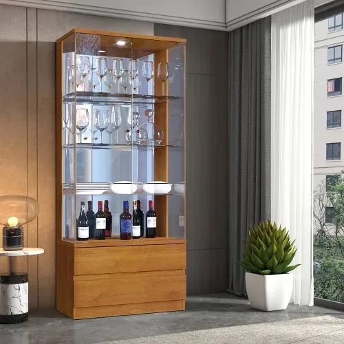 Cristaleira 2 Gavetas Design Moderno com LED r43