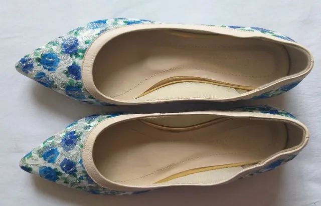 Sapatilhas feminina,  marca preciosa, rendadas e com brilho, nº 38, nunc - Foto 4