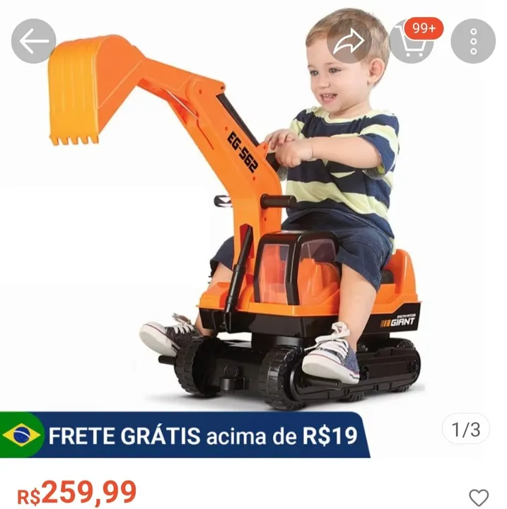 Trator Escavadeira Gigante Infantil