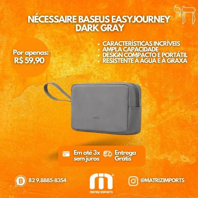 Nécessaire EasyJourney Baseus - Organização e Proteção para suas Viagens!