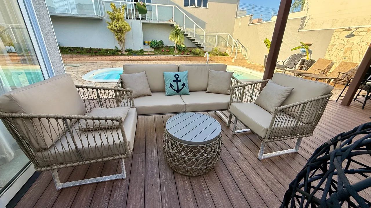 Conjunto de sofa 3 peças com corda nautica 4990,00 - Foto 4