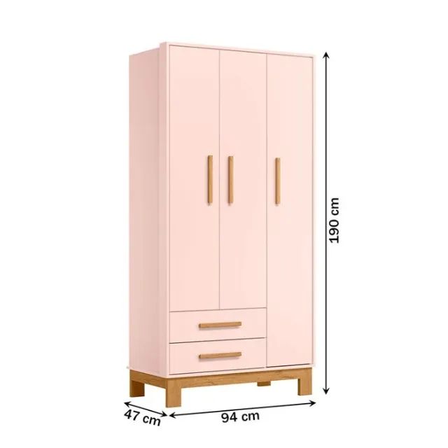 Guarda Roupa Infantil Encanto 3 Portas 2 Gavetas Retrô Novo Fazemos entrega - Foto 3