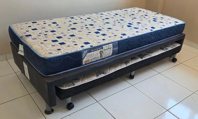 Cama Box de Solteiro com Colchão e  Cama Auxiliar Ortobom