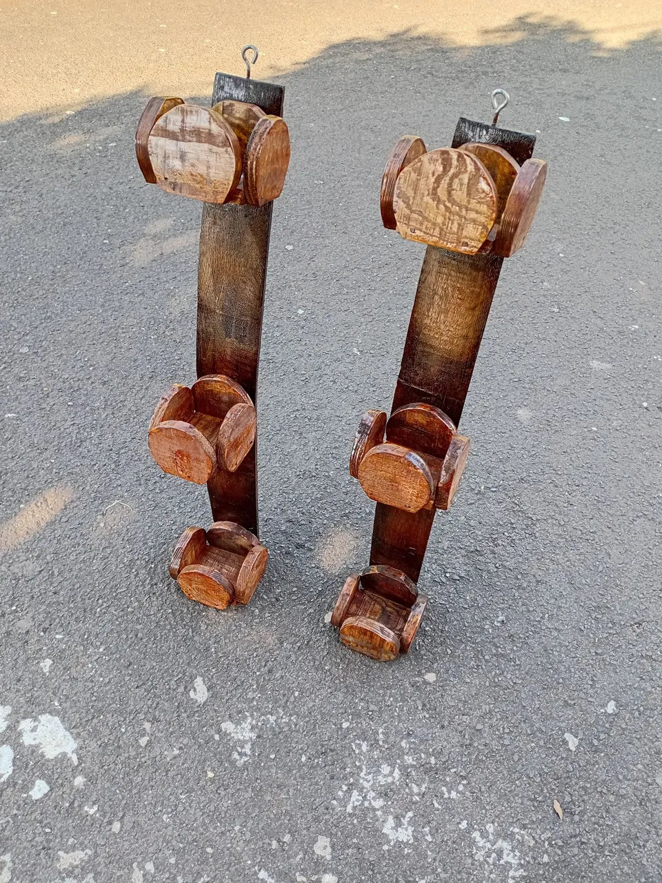 Par de Suporte para Plantas de Madeira - 3 Vasos