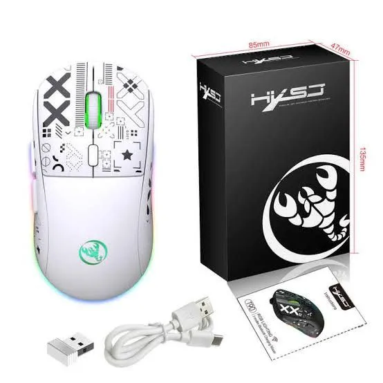 Mouse Gamer sem fio T90 HYSD - Iluminação RGB