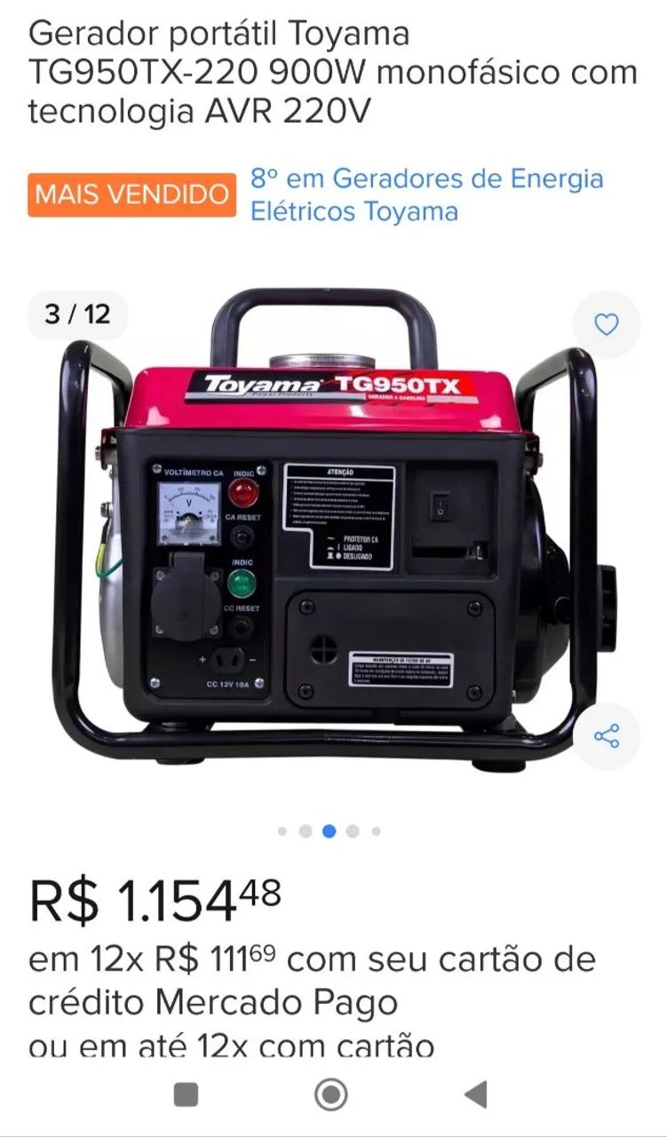 Gerador Toyama TG950TX a gasolina - Foto 4