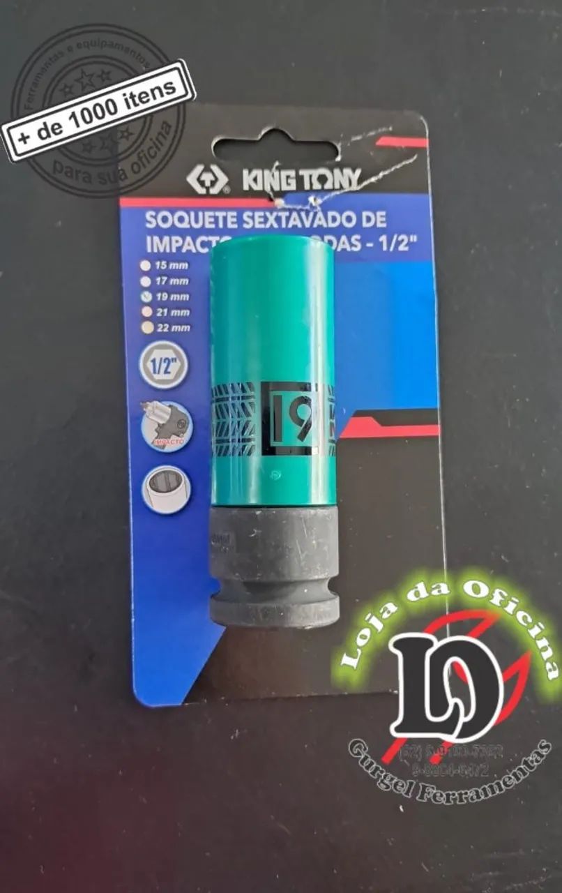 Soquete sextavado de impacto p/ rodas liga leve 19mm - King Tony