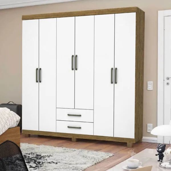 Guarda Roupa Áries Carioca Cinamomo/Branco - Entrega Rápida! 