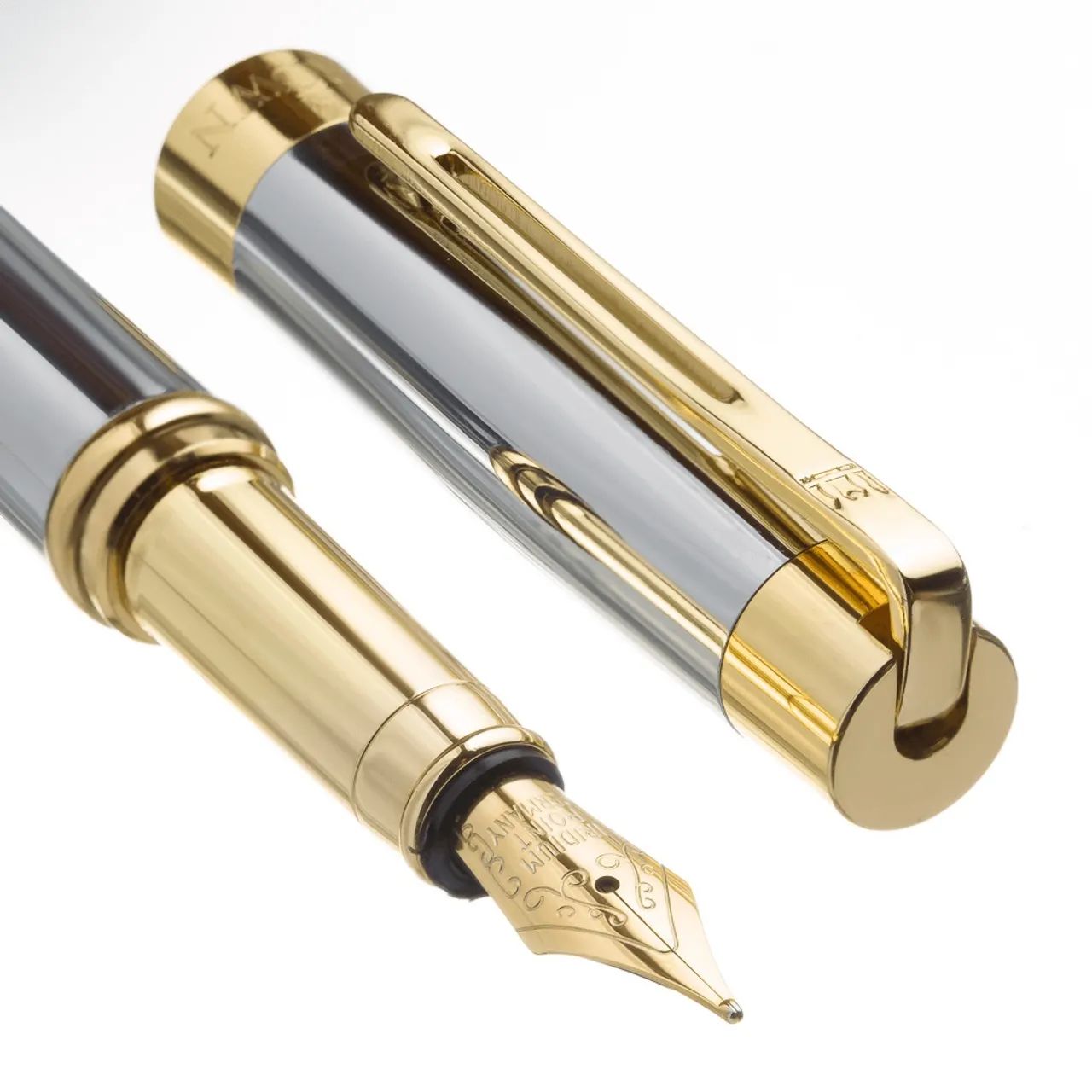 Caneta Crown Personalizada Metal President Tinteiro - Prata