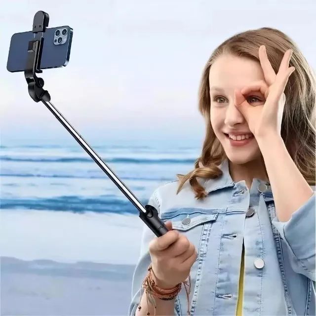 Bastão Pau de selfie Tripé Retrátil Com Luz LED Controle Bluetooth Celular - Foto 4