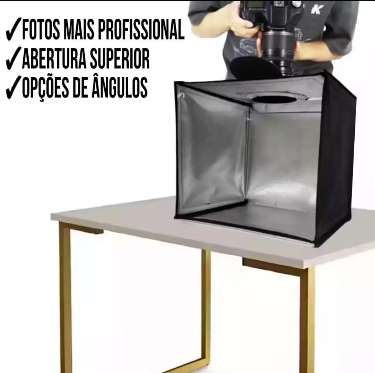 Mini estúdio fotográfico 40x40 estado de novo