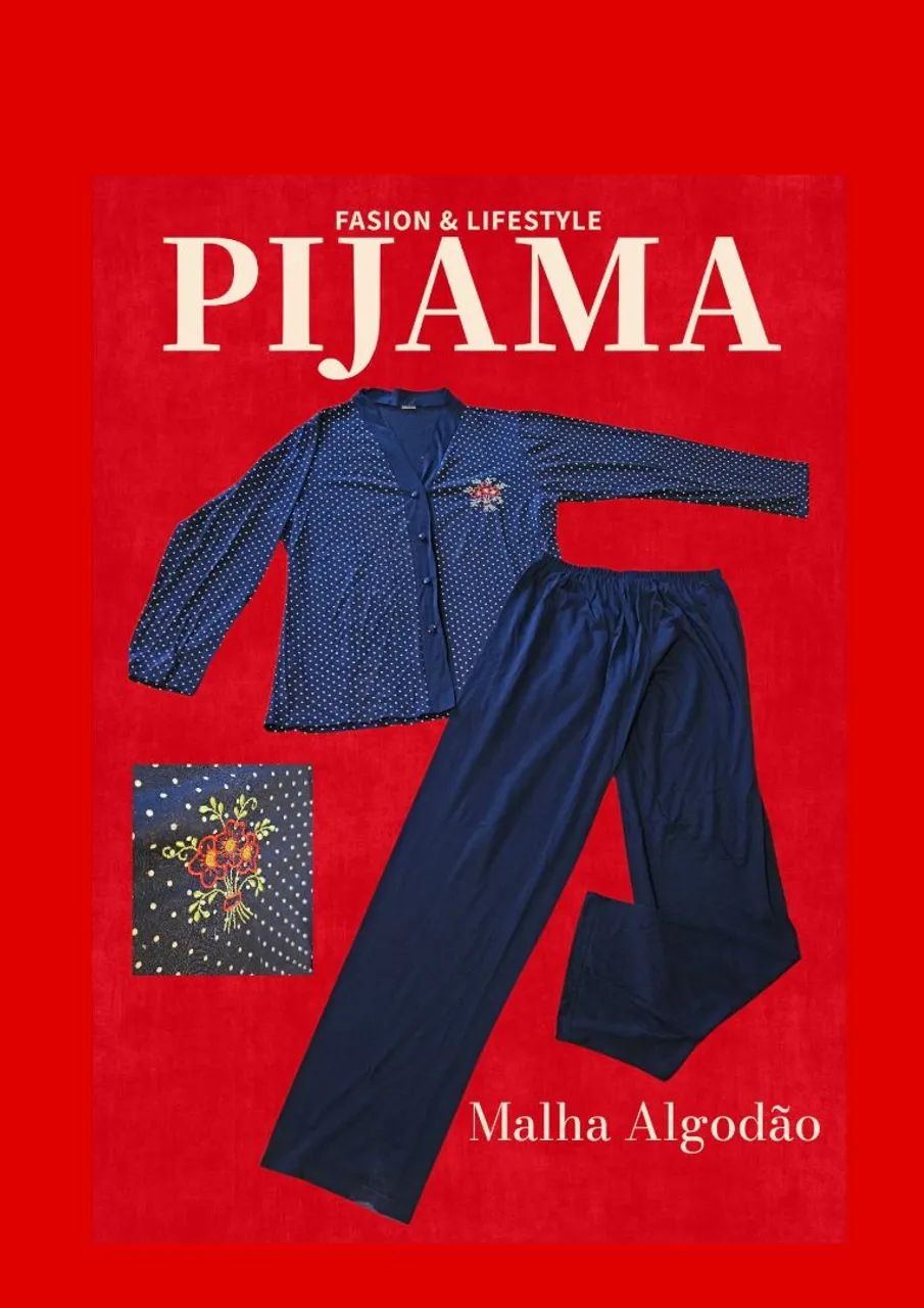 CONJUNTO PIJAMA MALHA AZUL - Foto 2