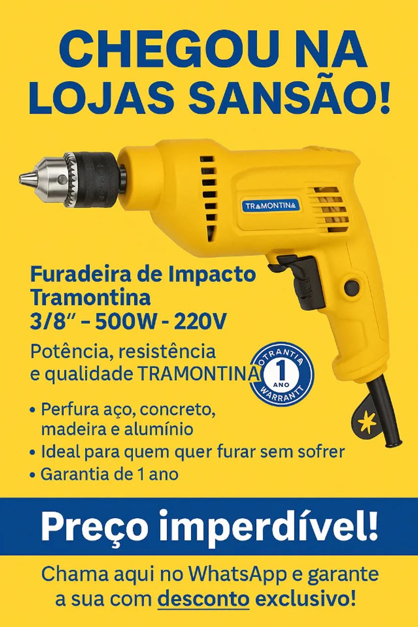 Furadeira de Impacto Tramontina 550W 3/8" - Entrega Rápida