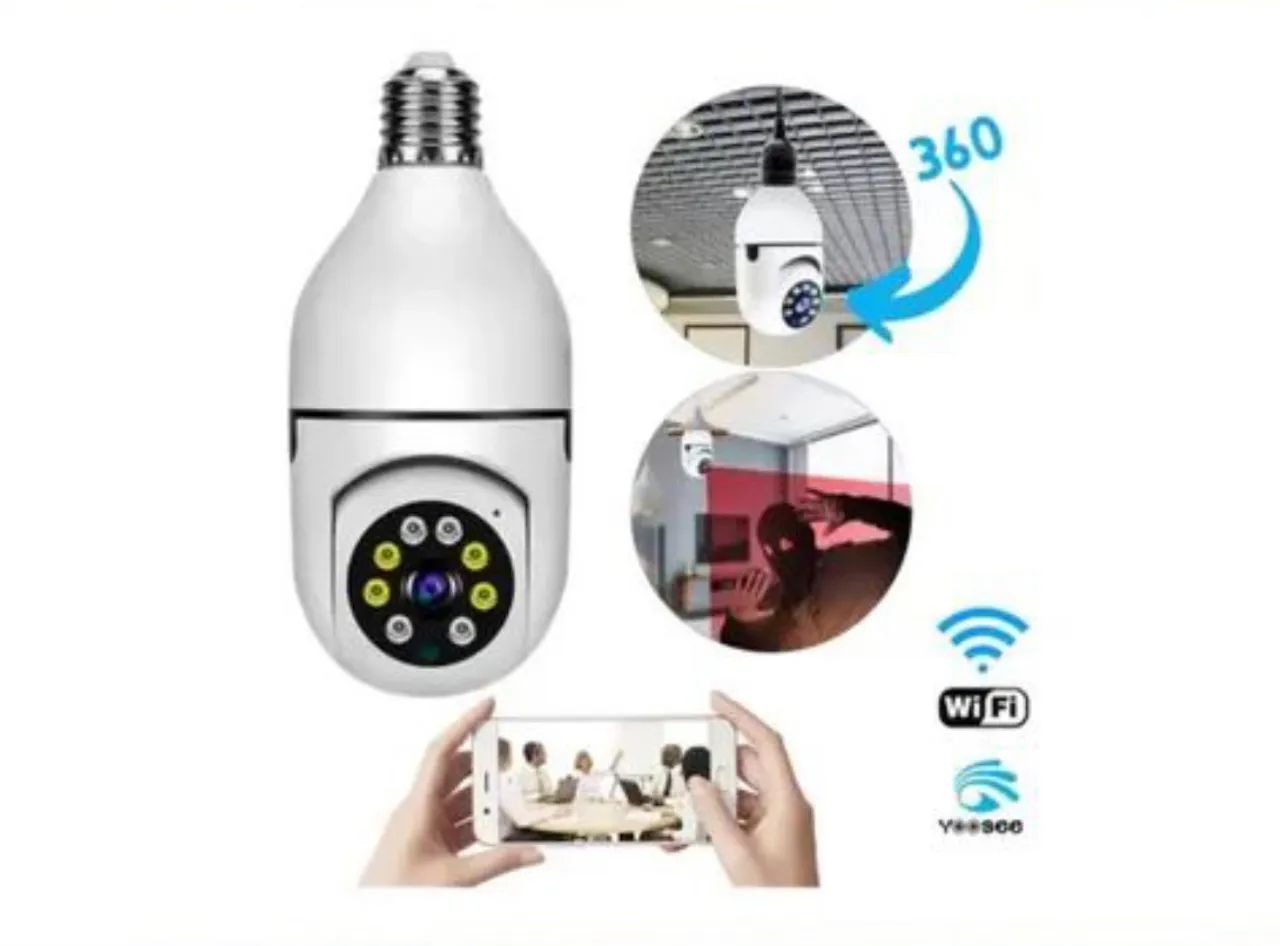 Câmera Lâmpada IP Wifi 360° Visão Noturna