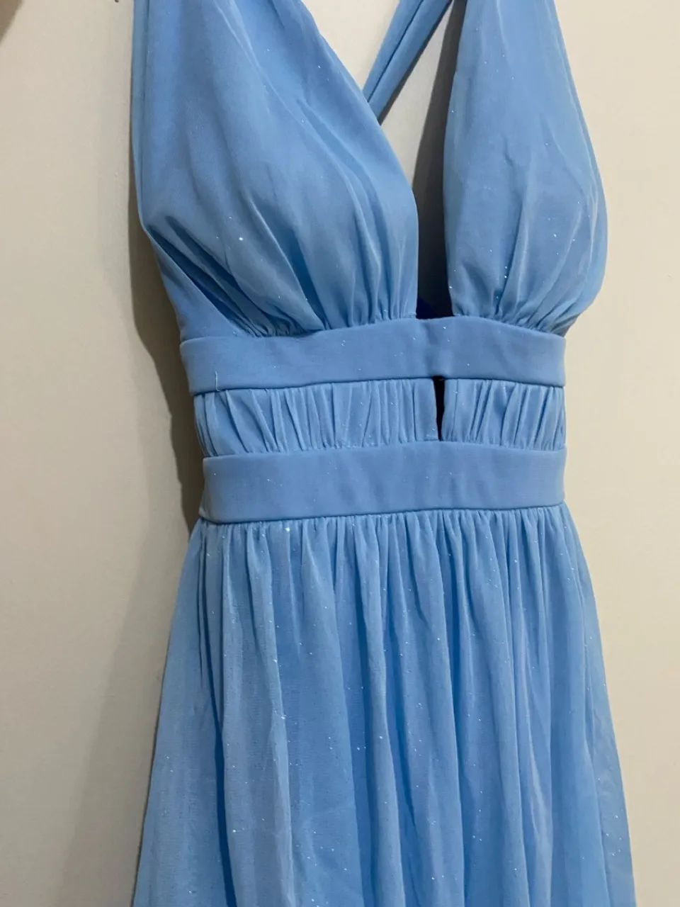 Vestido Azul com brilhos e fenda - Foto 5
