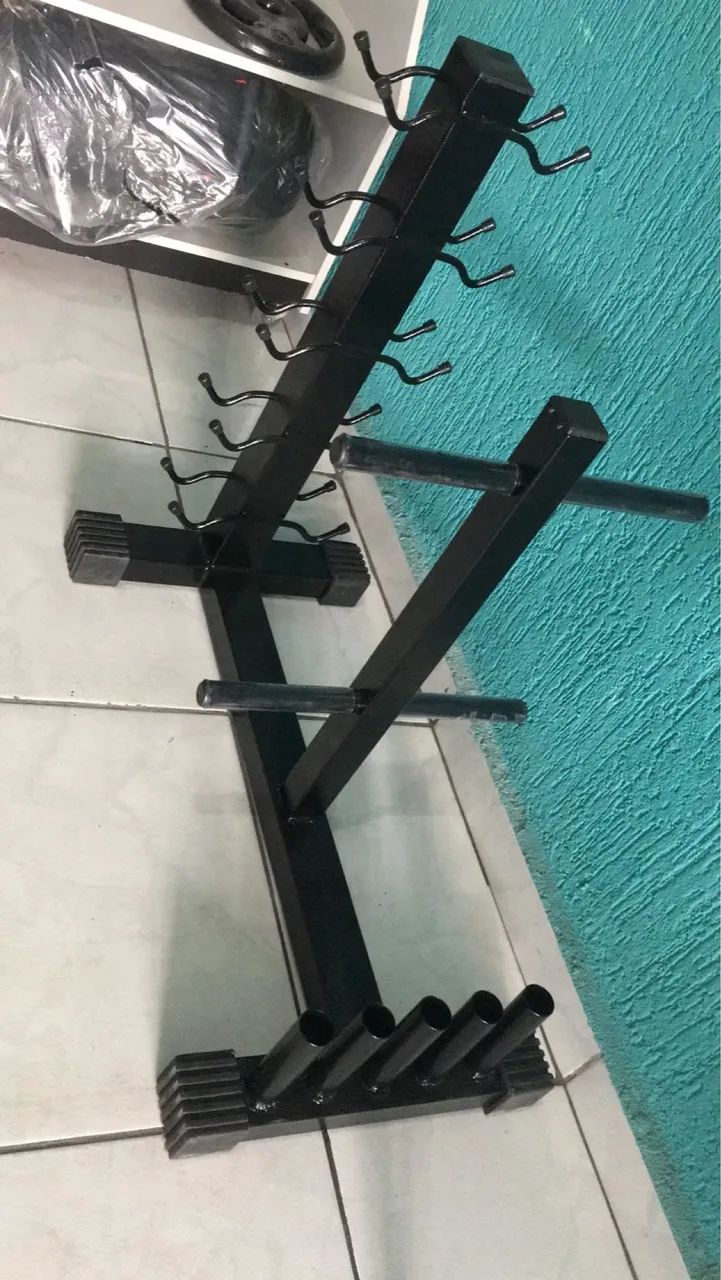 Suporte 3 em 1 Para anilhas ,barras e halteres 