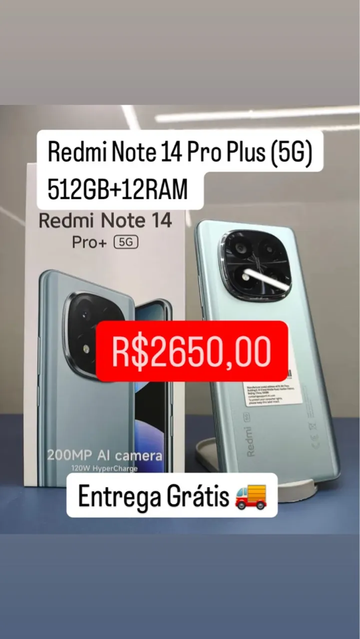 Celular Redmi Note 14 Pro Plus(5G)NFC 512GB+12GB RAM Lacrado Global Entregamos Azul Preto