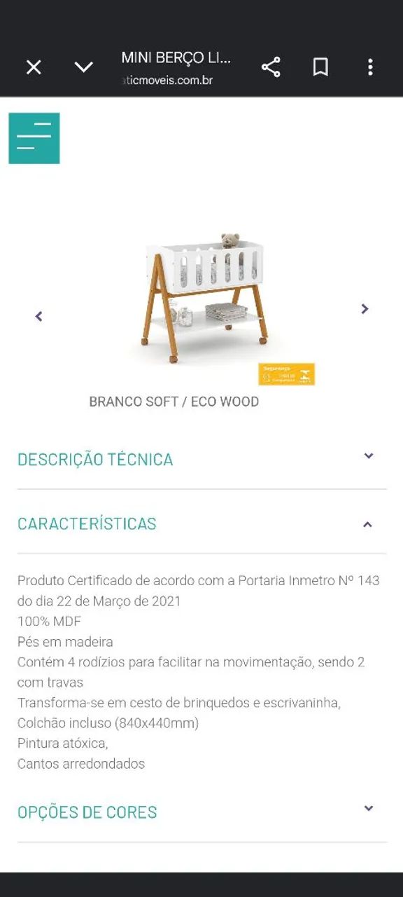 Berço Branco Soft Eco Wood Matic